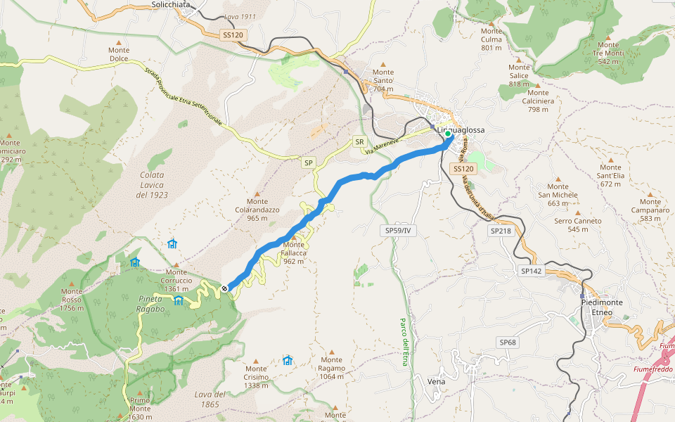 La Trainara walking route map in Linguaglossa