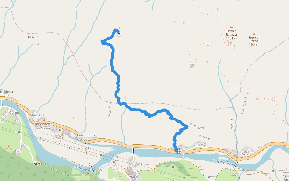 Bosco-Tirolo walking route map in Bosco