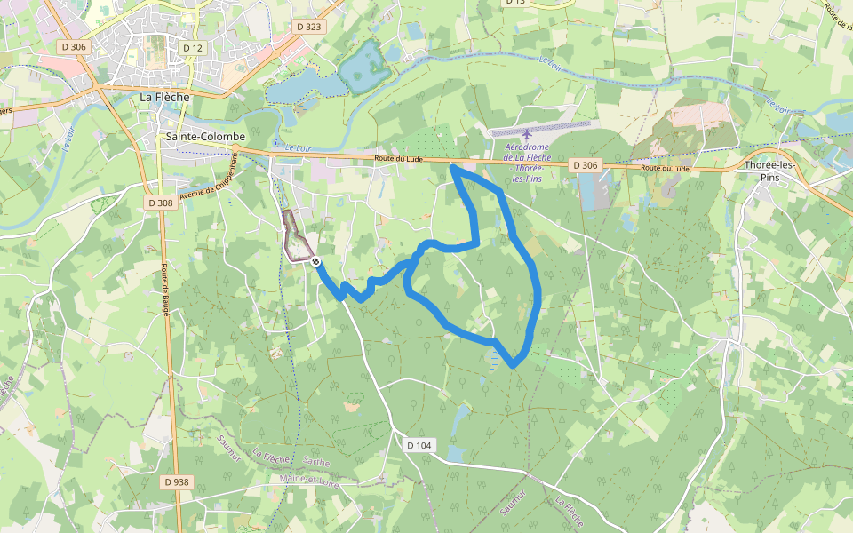 Boucle du Gué-Cartrain walking route map in La Flèche