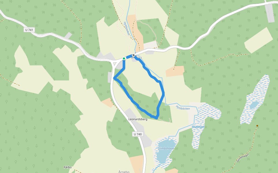 Södra Bråfors walking route map in Bråfors