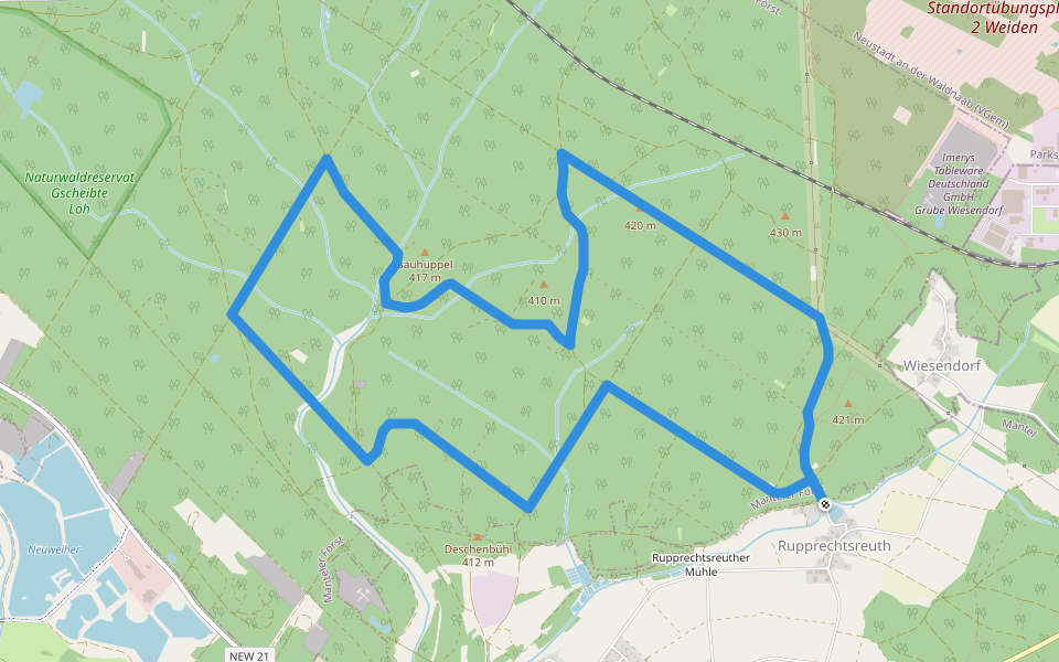 Lohweg walking route map in Mantel