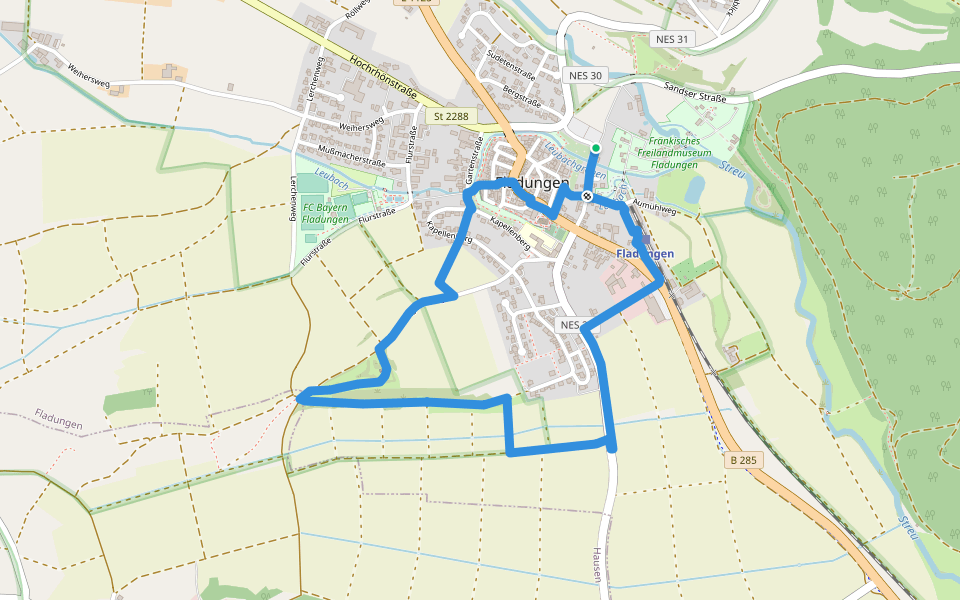 Rhön-Rundweg Fladungen Nr. 5 walking route map in Fladungen