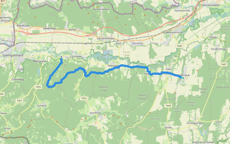 S (Felsőmarác – Hegyhátszentjakab) walking route map in Felsőmarác