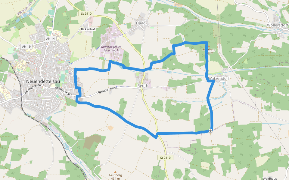 Neuendettelsauer Wanderweg Nr. 3 walking route map in Neuendettelsau