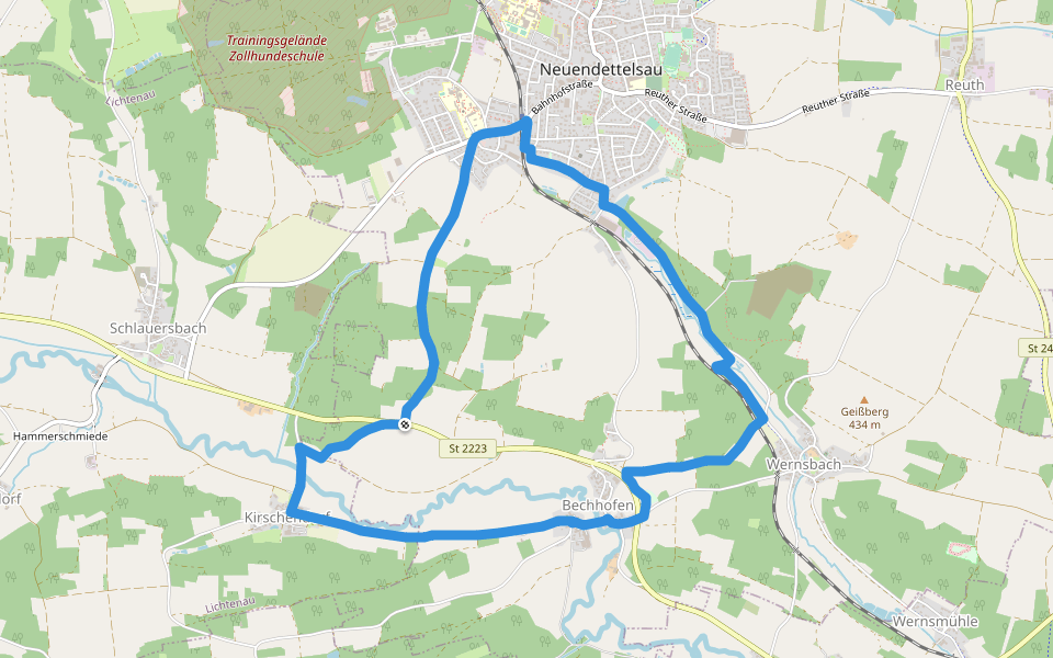 Neuendettelsauer Wanderweg Nr. 4 walking route map in Neuendettelsau