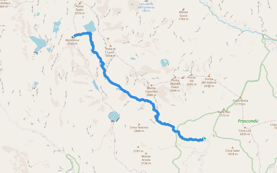 Schiaroglio-Moncimur walking route map in Schieroglio