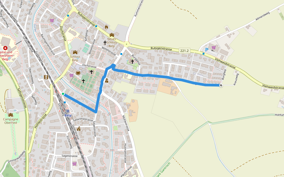 Belp - Vehweid? / Hunzigebrügg? - fixme walking route map in Belp