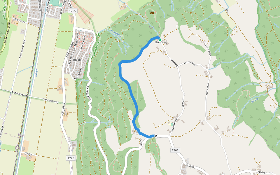 Hoburg - Weid walking route map in Belp
