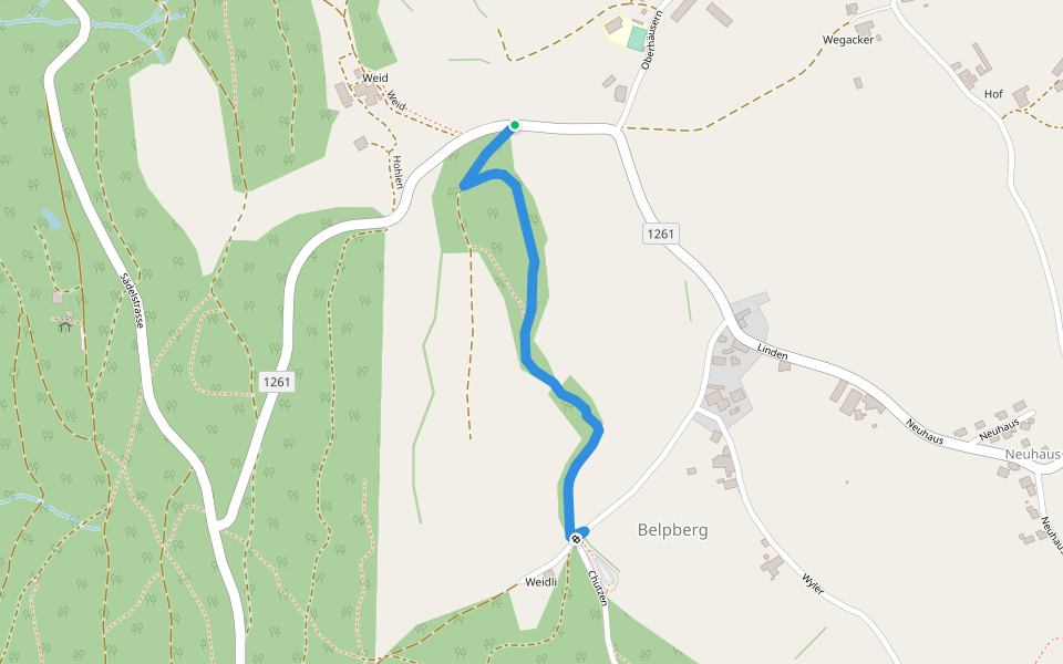 Weid - Belpberg/Weidli walking route map in Belp