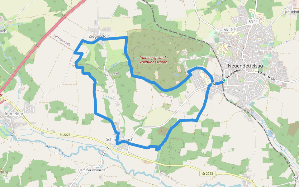 Neuendettelsauer Wanderweg Nr. 7 walking route map in Neuendettelsau