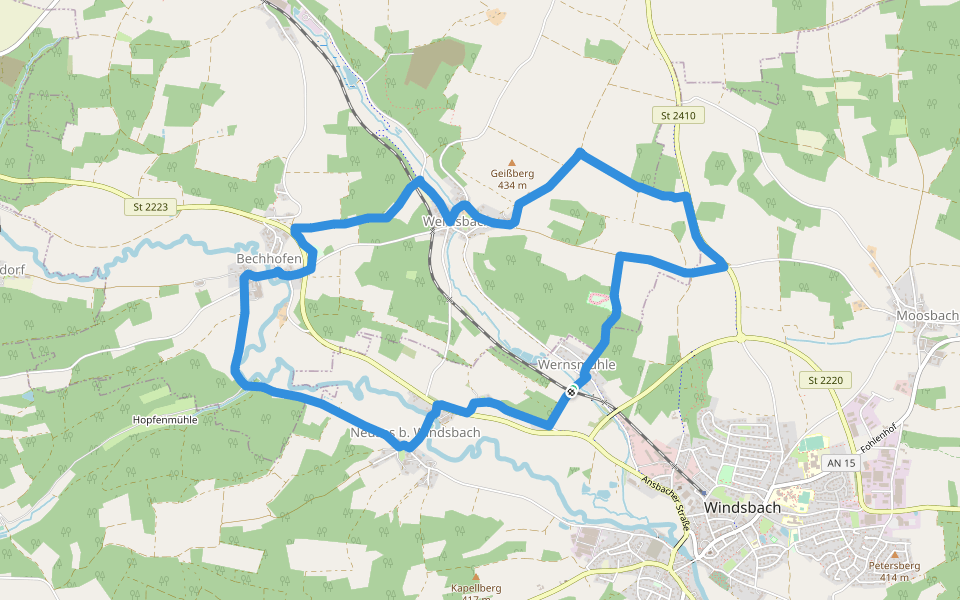 Neuendettelsauer Wanderweg Nr. 81 walking route map in Windsbach