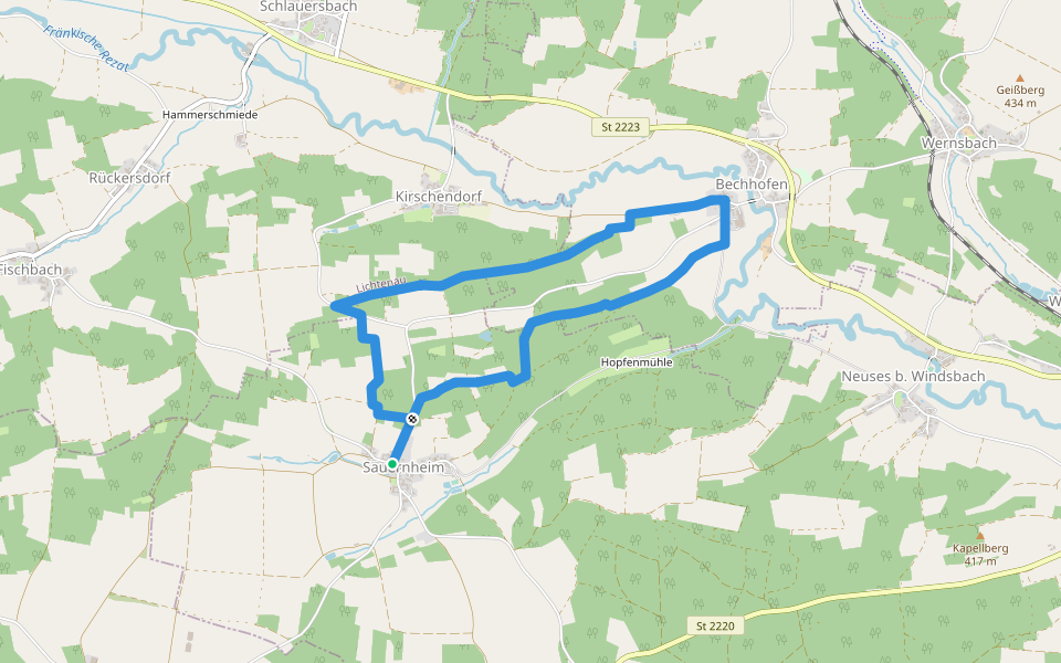 Neuendettelsauer Wanderweg Nr. 41 walking route map in Windsbach