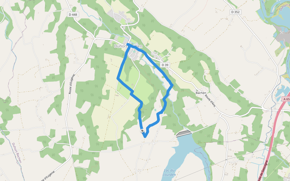 Duhort-Bachen - Circuit des vallons du Lourden walking route map in Duhort-Bachen