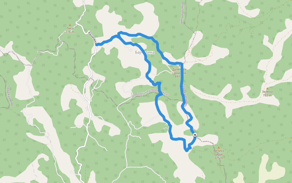 Бајчетина - Гледићки Црни врх - Бајчетина walking route map in Gledić