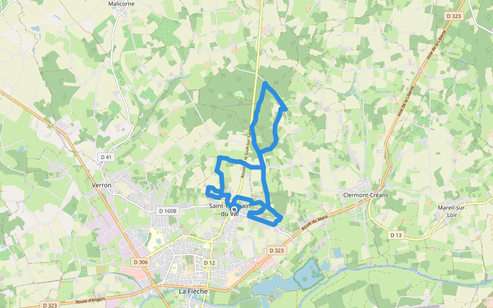 La Garenne Des Sars - Saint Germain Du Val walking route map in La Flèche