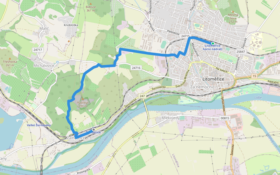 [Ž] Litoměřice - Žalhostice walking route map in Litomerice