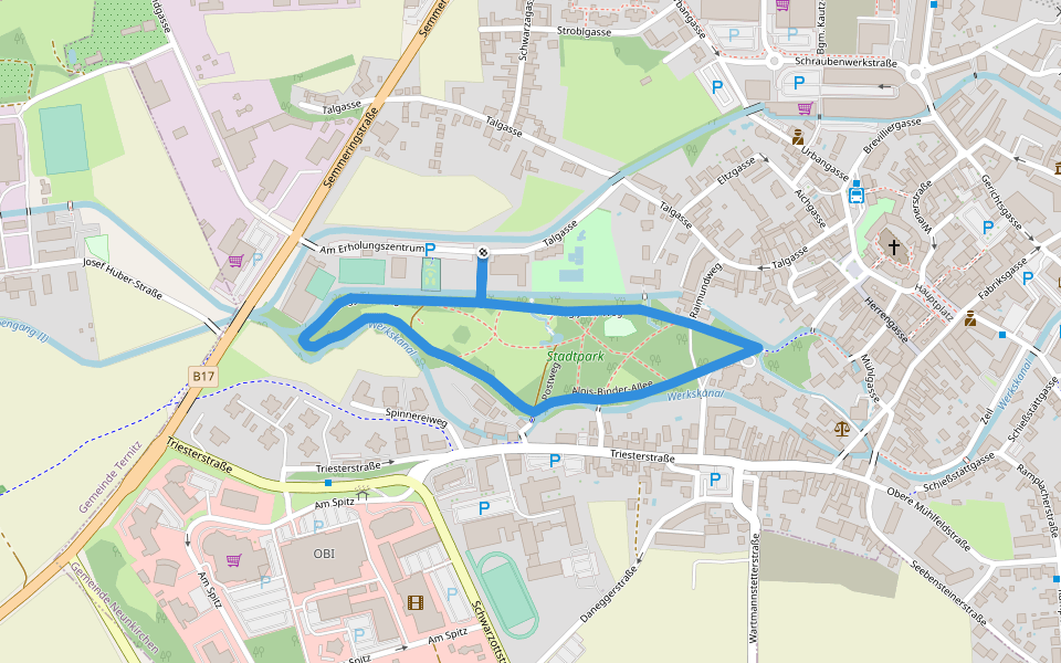 Raiffeisen-Schneider-Stadtparkrunde walking route map in Neunkirchen