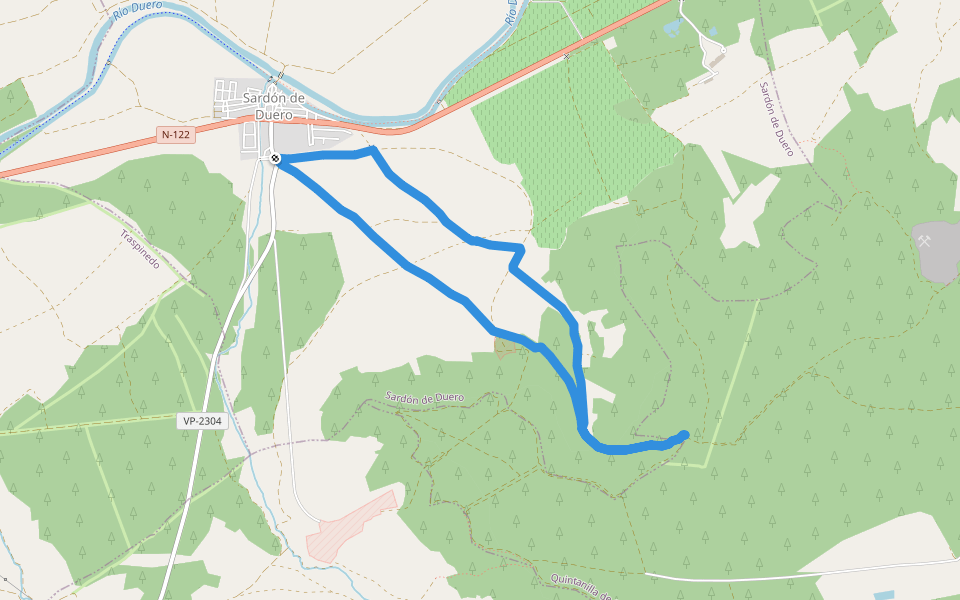 Camino del Berral walking route map in Sardón de Duero