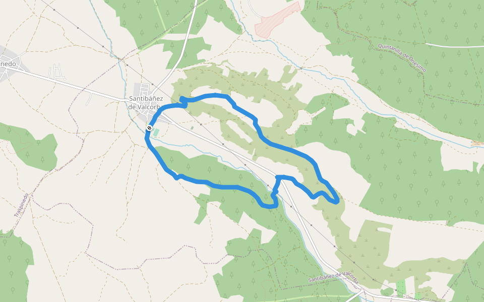 Sendero de Valcorba walking route map in Santibáñez de Valcorba