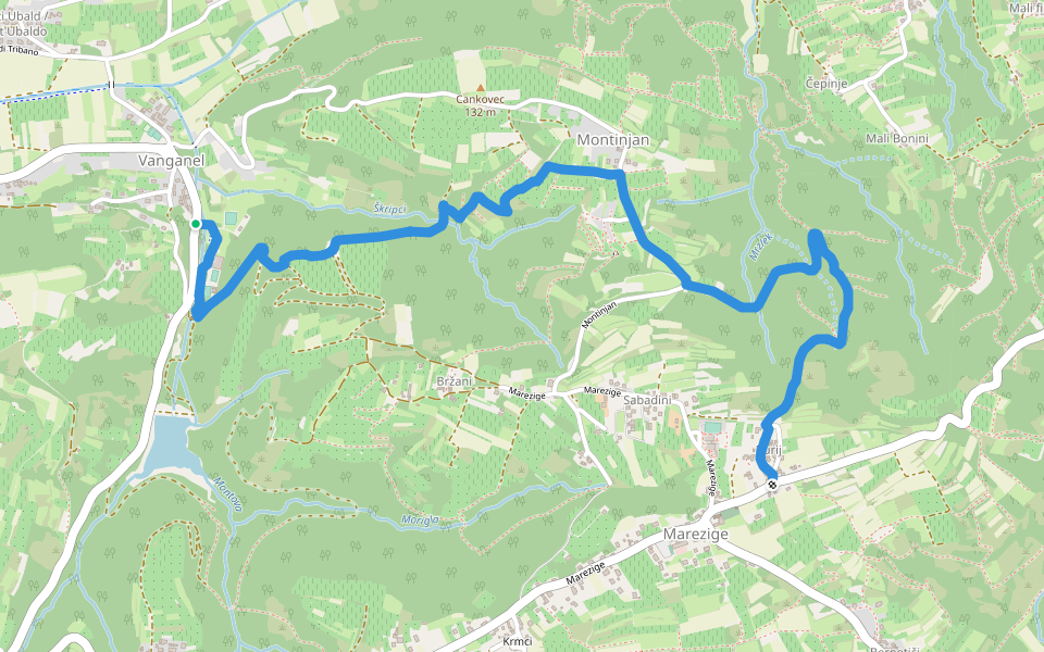 Pot za srce walking route map in Vanganel