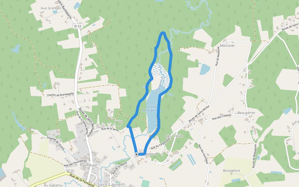 Boucle de l'étang walking route map in Saint-Laurent-des-Hommes