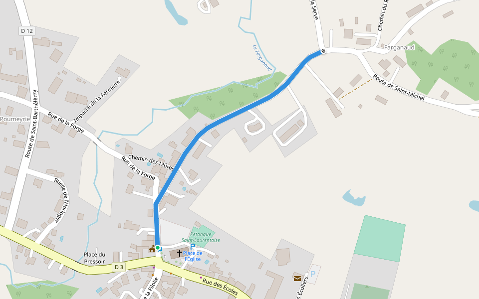 Liaison St-Laurent-des-Hommes - Boucle de l'étang walking route map in Saint-Laurent-des-Hommes