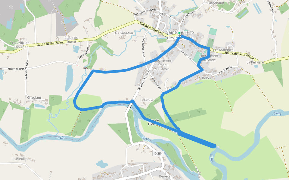 Boucle de l'écluse walking route map in Saint-Laurent-des-Hommes