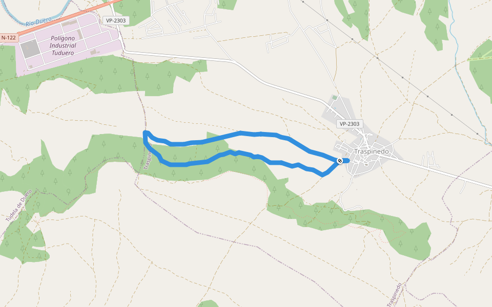 Sendero de Negredo walking route map in Traspinedo