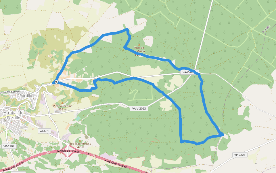 Pino Pinilla walking route map in Portillo