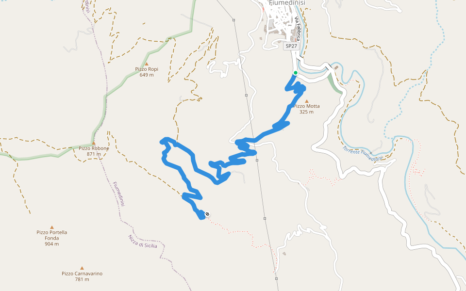 Fiumedinisi Castello Belvedere walking route map in Fiumedinisi