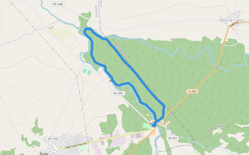 Senda de la Resina walking route map in Íscar