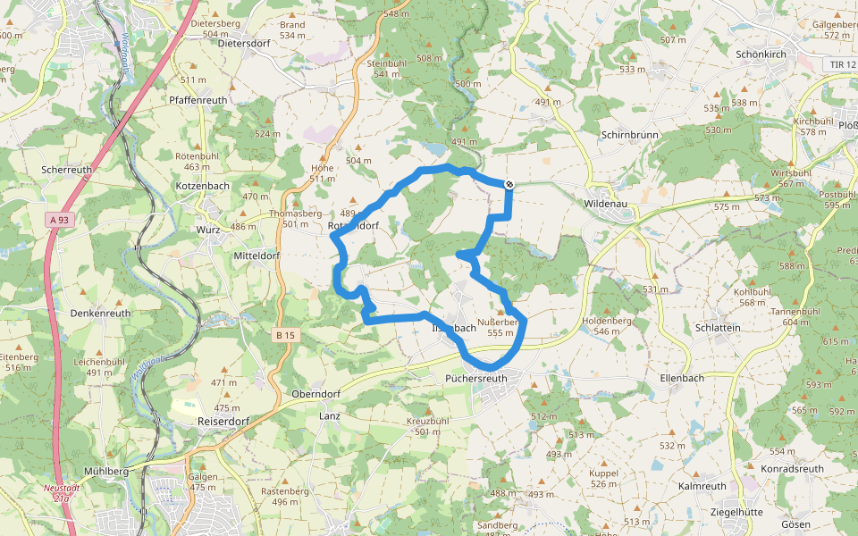 Skulpturenweg/Rundwanderweg Ilsenbach walking route map in Plößberg