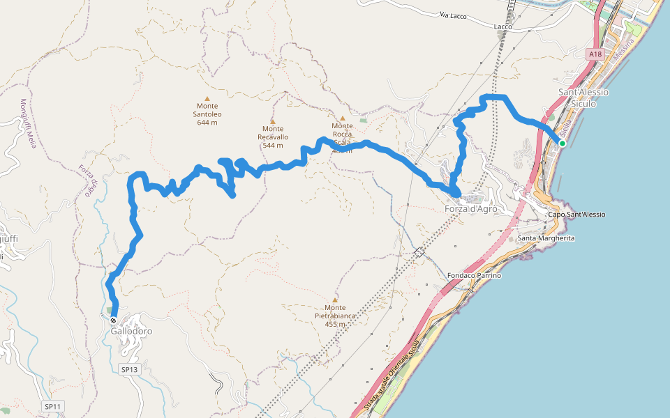 Sant'Alessio Gallodoro walking route map in Sant'Alessio Siculo
