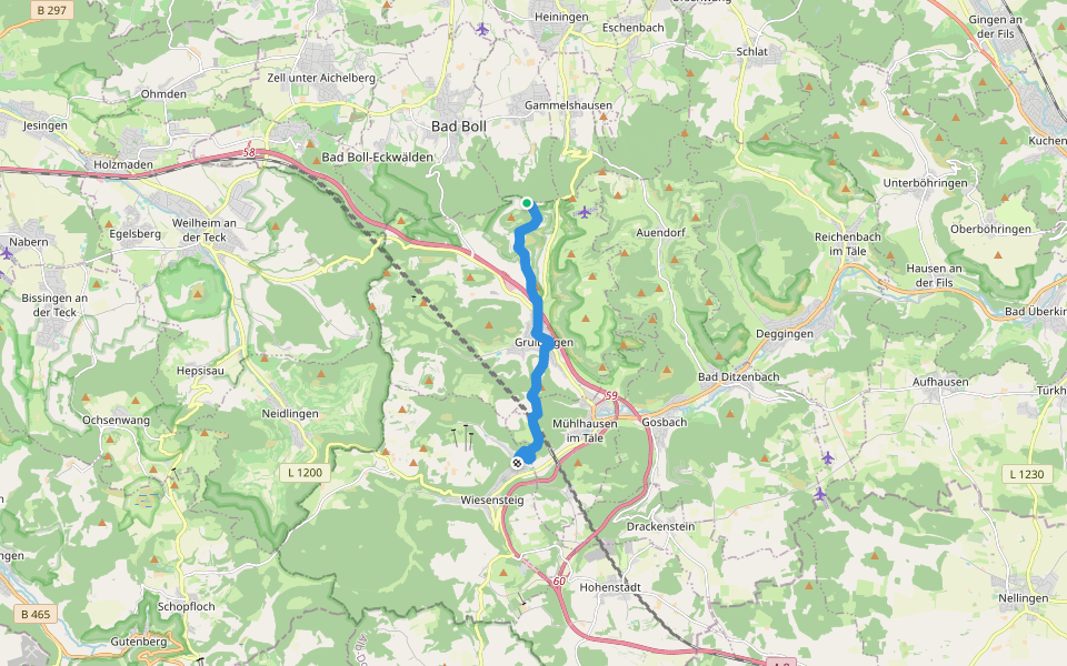 Kornberg - Gruibingen - Wiesensteig walking route map in Gruibingen