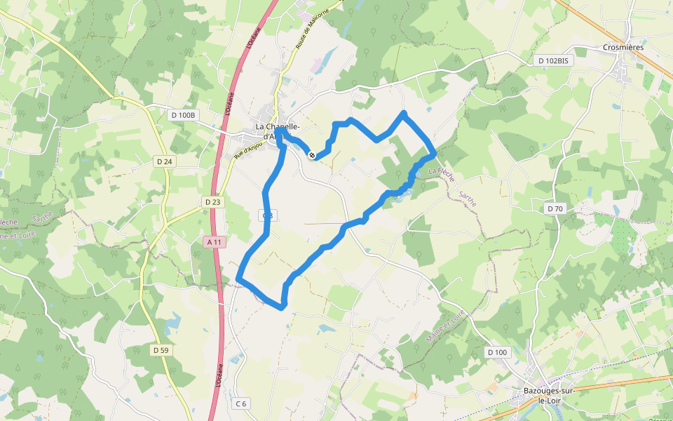 Circuit de l'Argance walking route map in La Chapelle-d'Aligné