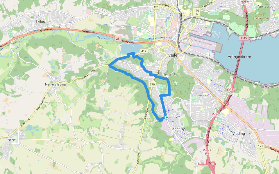 Kløverstierne i Sønderskoven RØD walking route map in Vejle