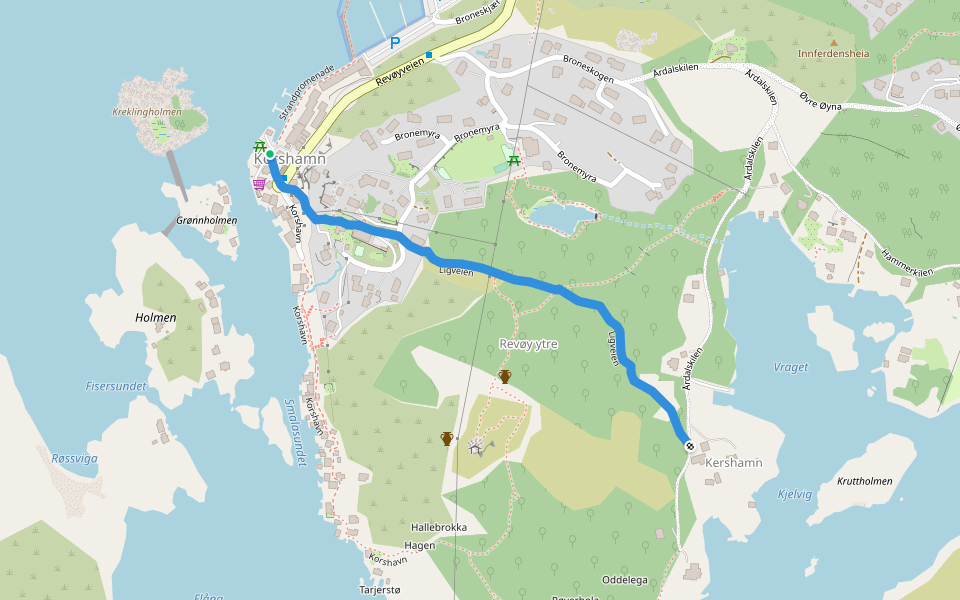 Over øya walking route map in Korshavn