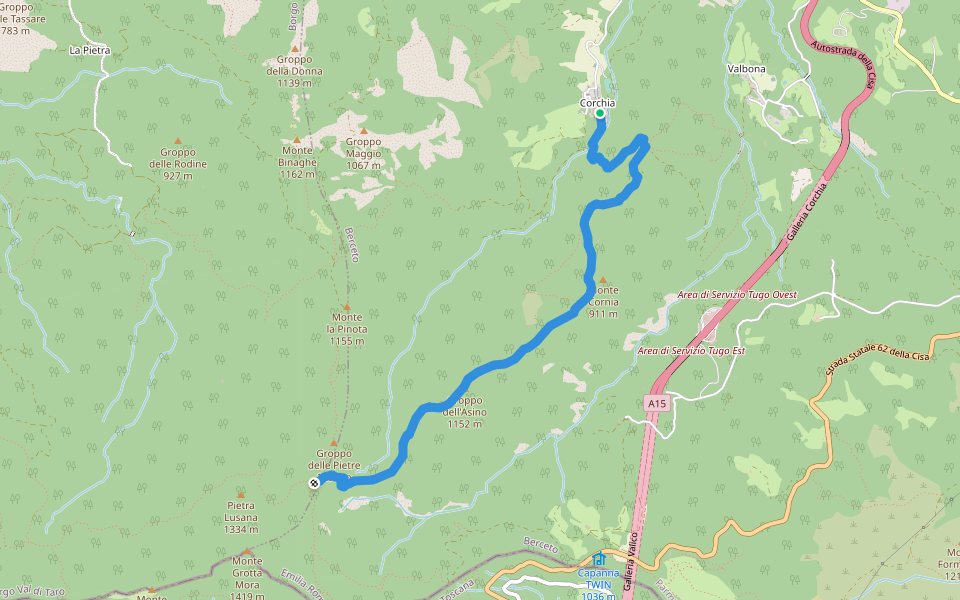 Corchia - Percorso 837 walking route map in Corchia