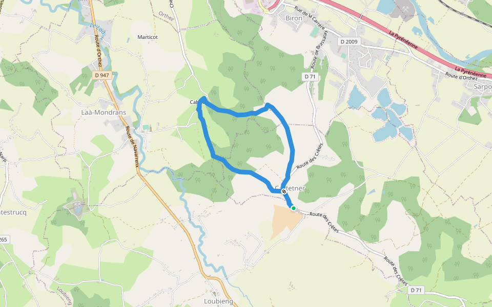 Promenade de Lasbéline à Castetner walking route map in Castetner