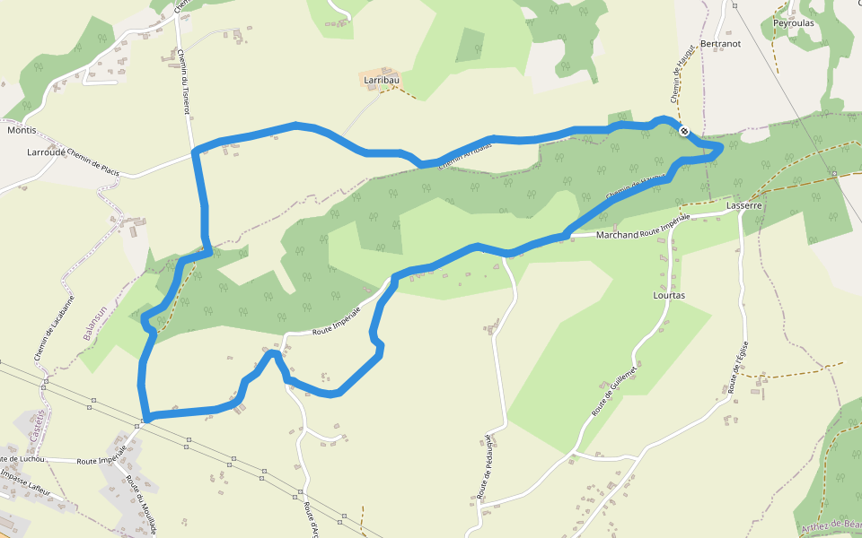 Circuit du Clamondé à Argagnon walking route map in Balansun