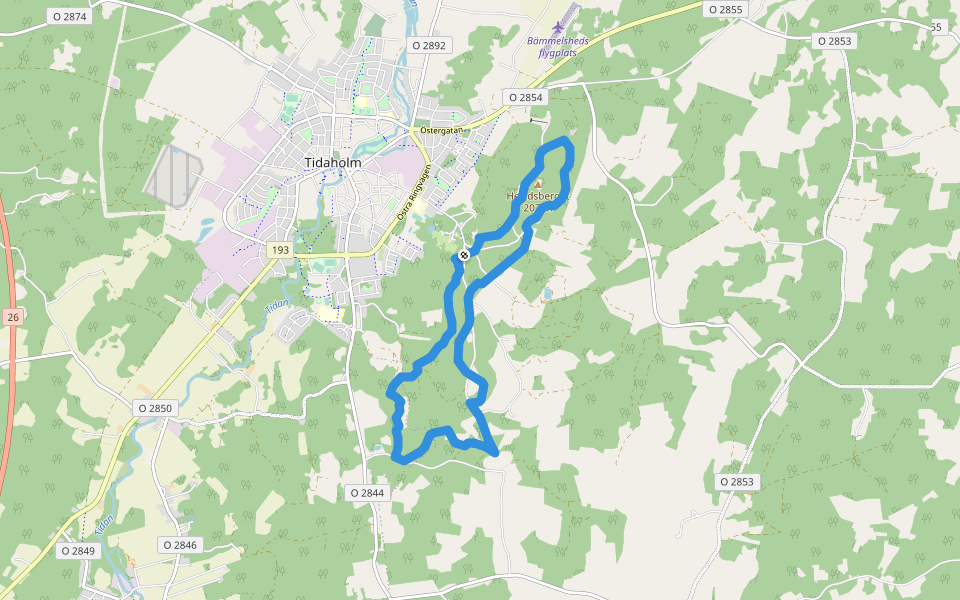 Milspåret walking route map in Tidaholm