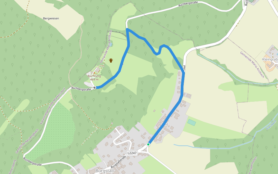 Steinbründlweg - Waldweg zum Buchberg walking route map in Oed