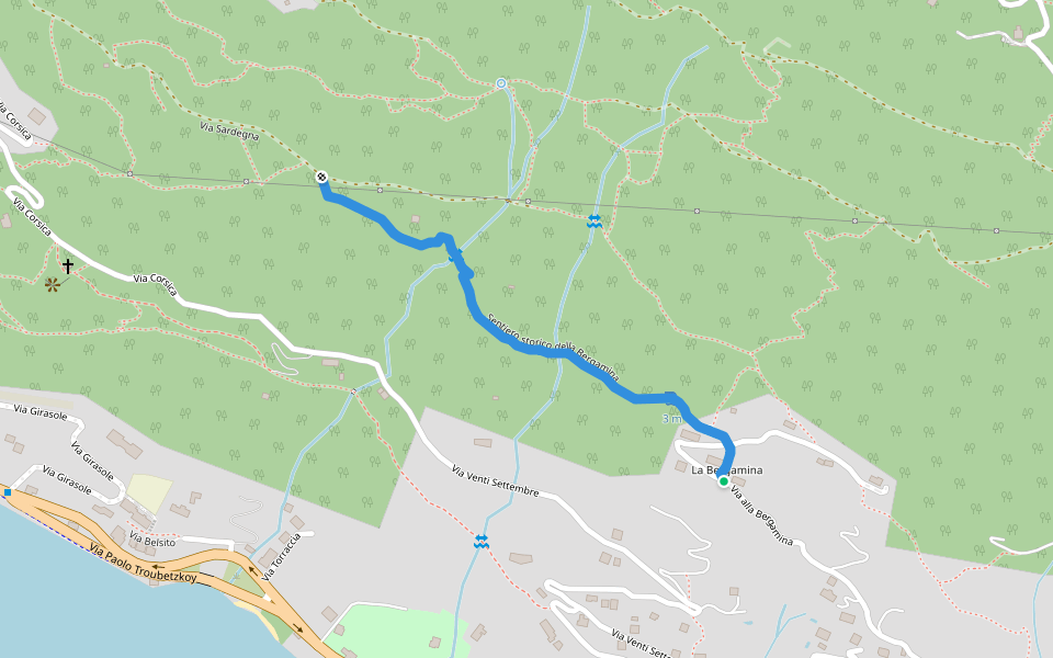 Sentiero storico della Bergamina walking route map in Verbania