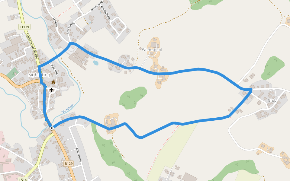 Schlossrunde walking route map in Sigharting