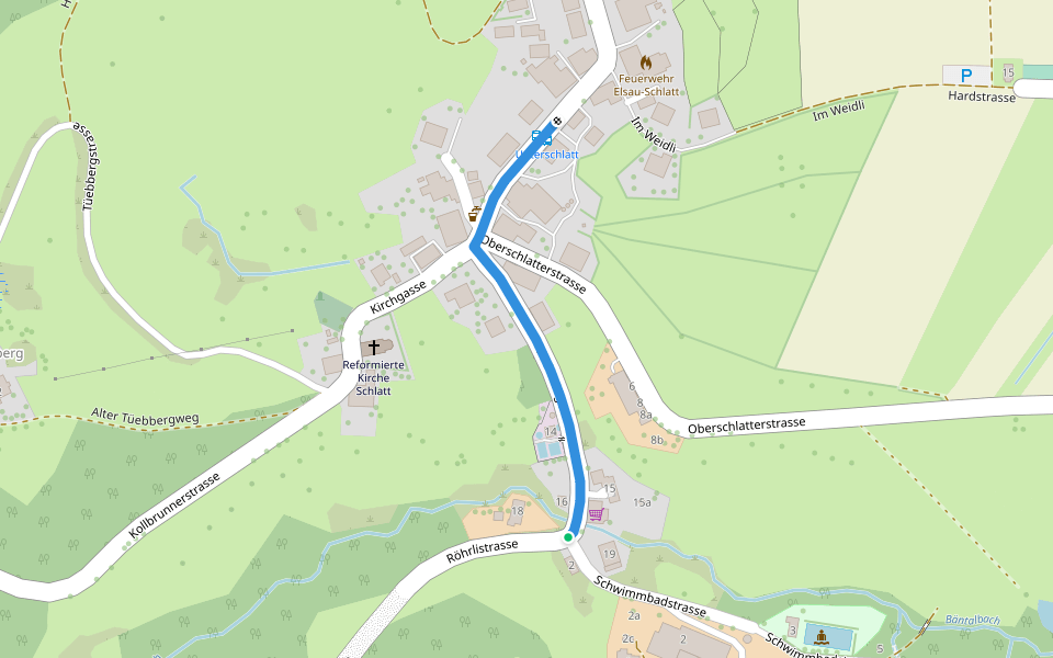 Unterschlatt – Unterschlatt Post walking route map in Schlatt