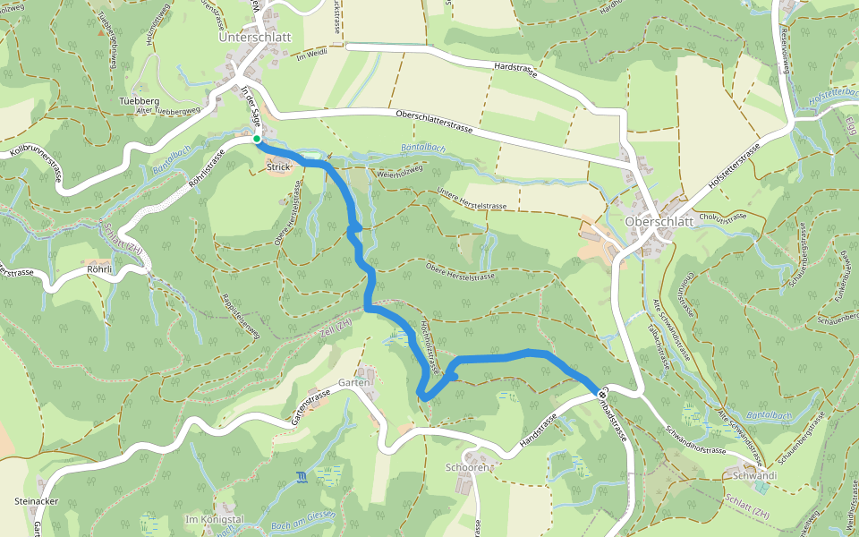 Unterschlatt – Hand walking route map in Schlatt