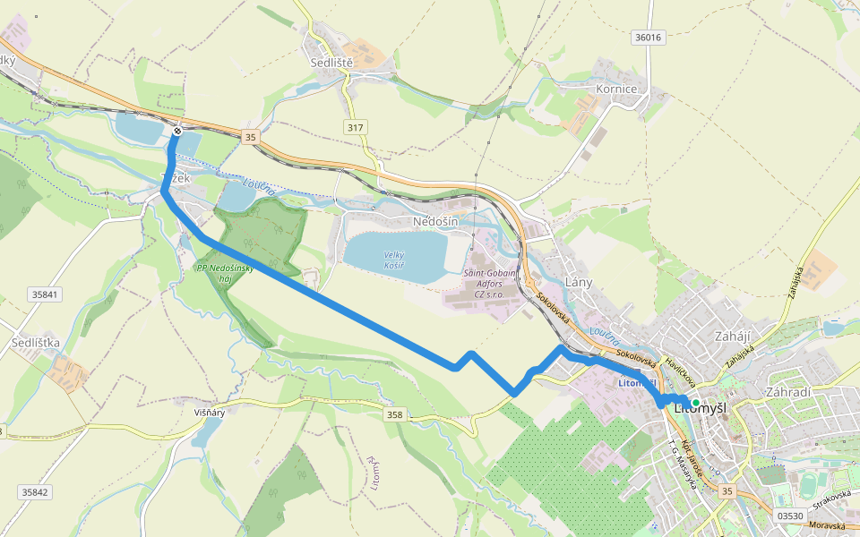 [Ž] Litomyšl (nám.) - Tržek walking route map in Litomysl