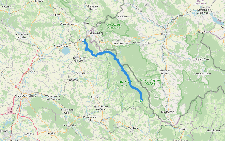 Jiráskova cesta walking route map in Rokytnice v Orlických horách