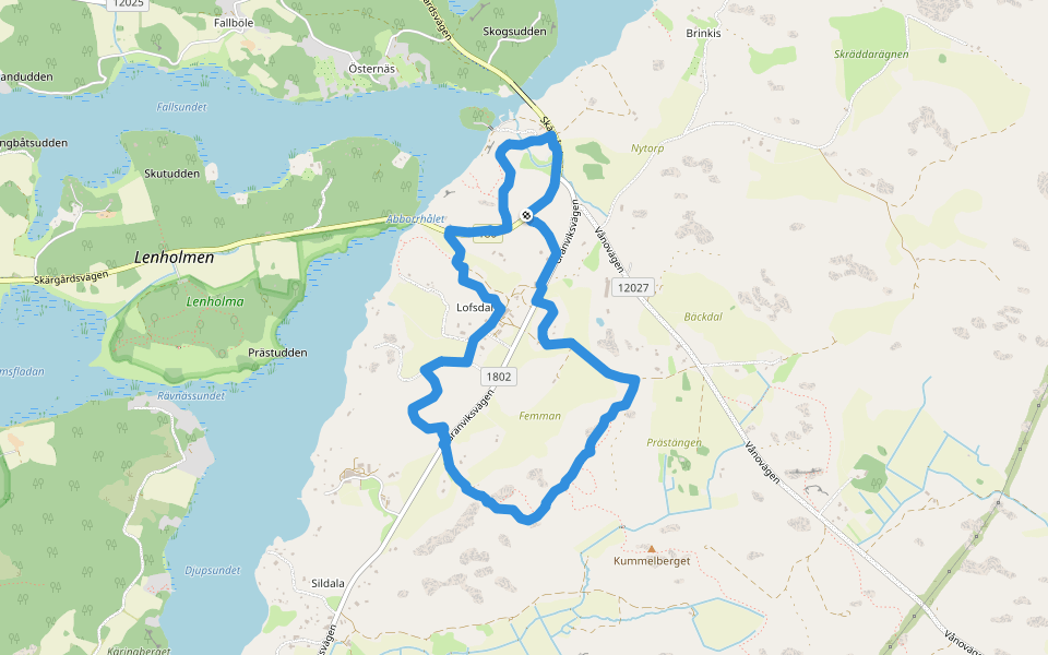 Sattmarkin vaellusreitti 5,5 km walking route map in Dalsbruk