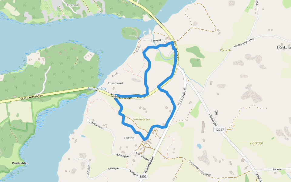 Sattmarkin vaellusreitti 2,5 km walking route map in Dalsbruk